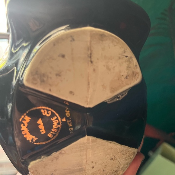 Vintage mid century 50s Bisque Co. 22 KT Black and Gold Swan vase - Picture 4 of 5